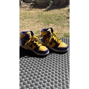 Nike Dunk Size 10.5C High Retro Court Purple Gold Lakers ~LSU